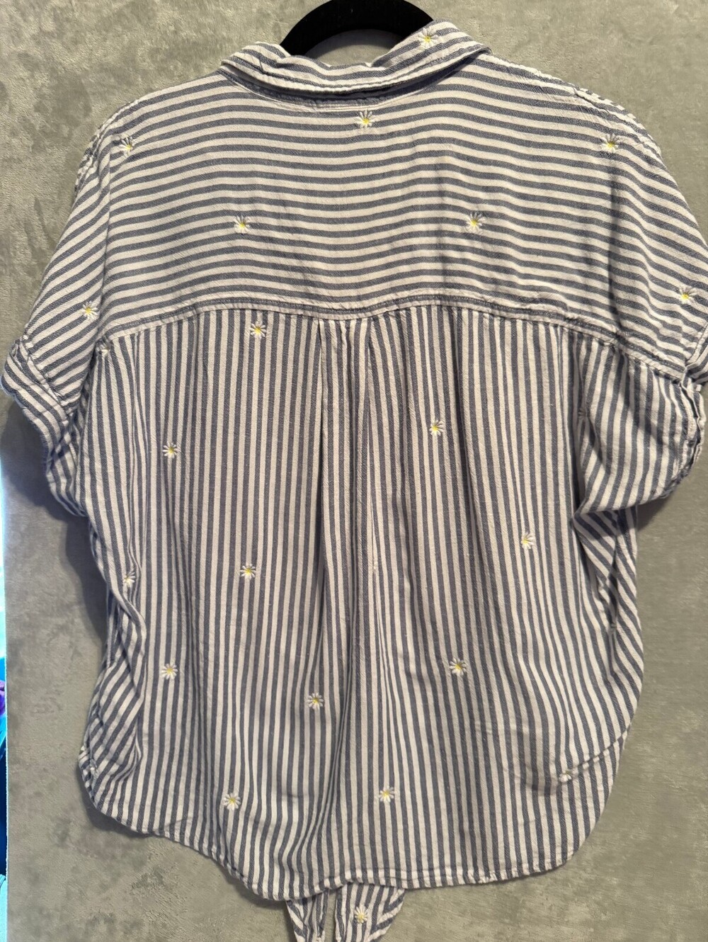 beachlunchlounge Collection Blue and White Striped Button-Up Blouse Tie Front - Picture 2 of 6